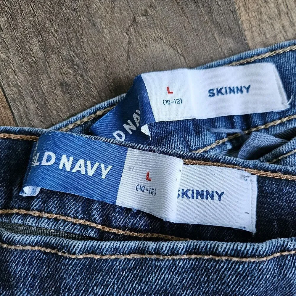 Old Navy Skinny Jeans Bundle Set 2 Pack Medium Dark Wash Kids L 10-12 - Picture 4 of 7